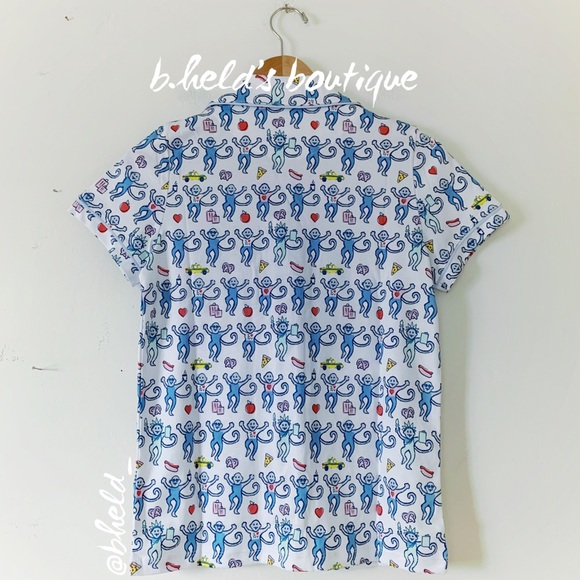Roller Rabbit New York Monkey Polo Pajamas in Blue Monkey Size XS Brand New NWT - Picture 7 of 16